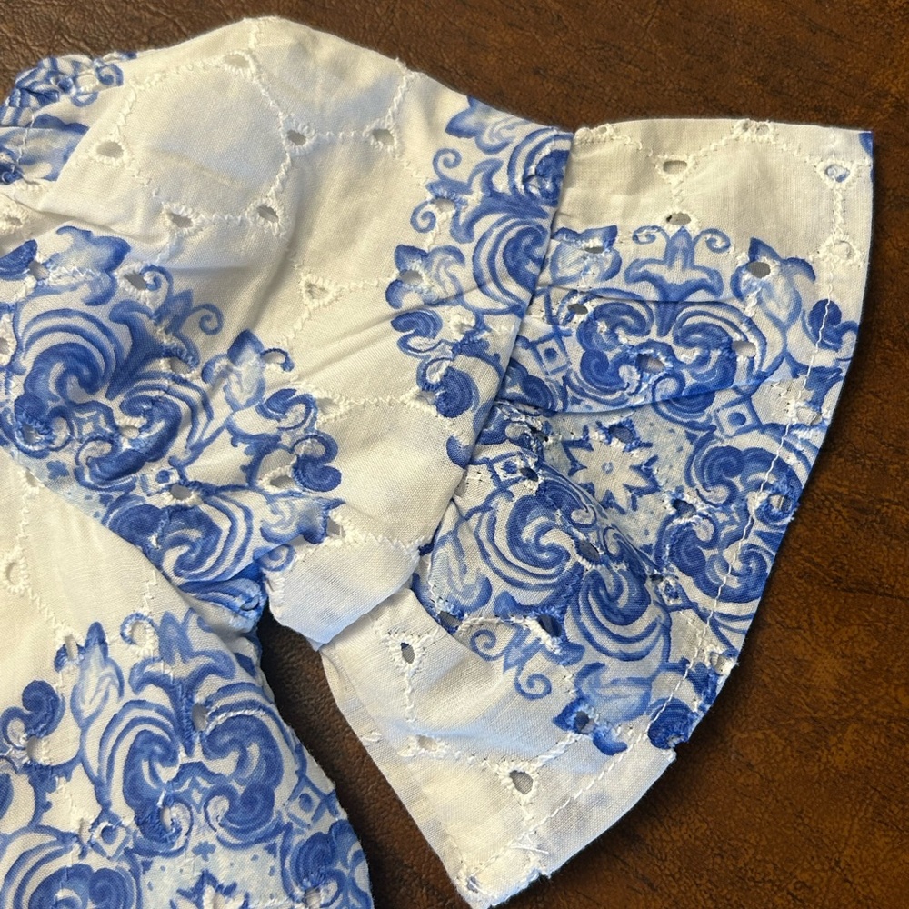 Janie and Jack Girl Blue & White Medallion Top New with Tags Size 18 - 24 months - Picture 9 of 9